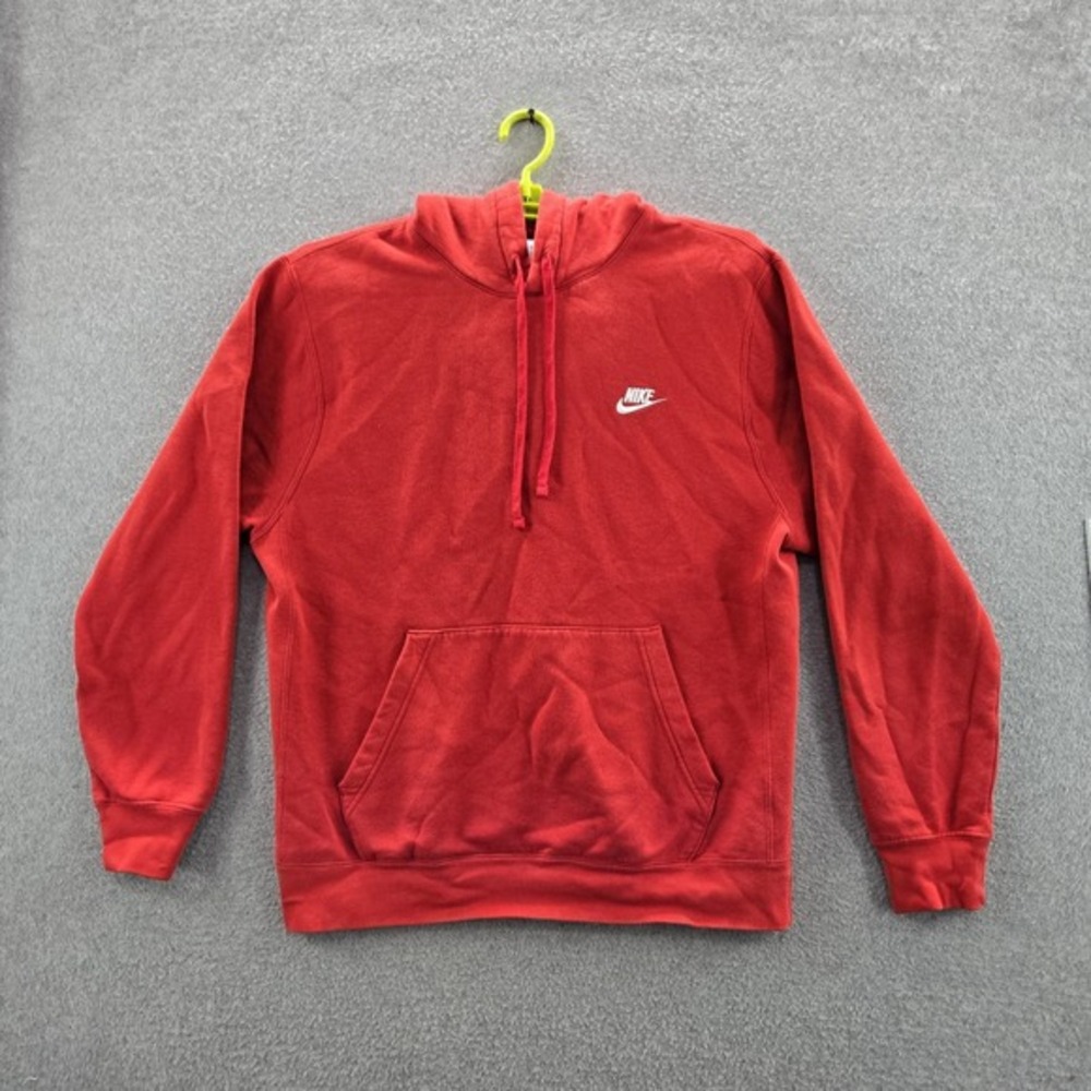 Nike Men Hoodie L Red Logo‎ Embroidery Pullover Long Sleeve Swoosh